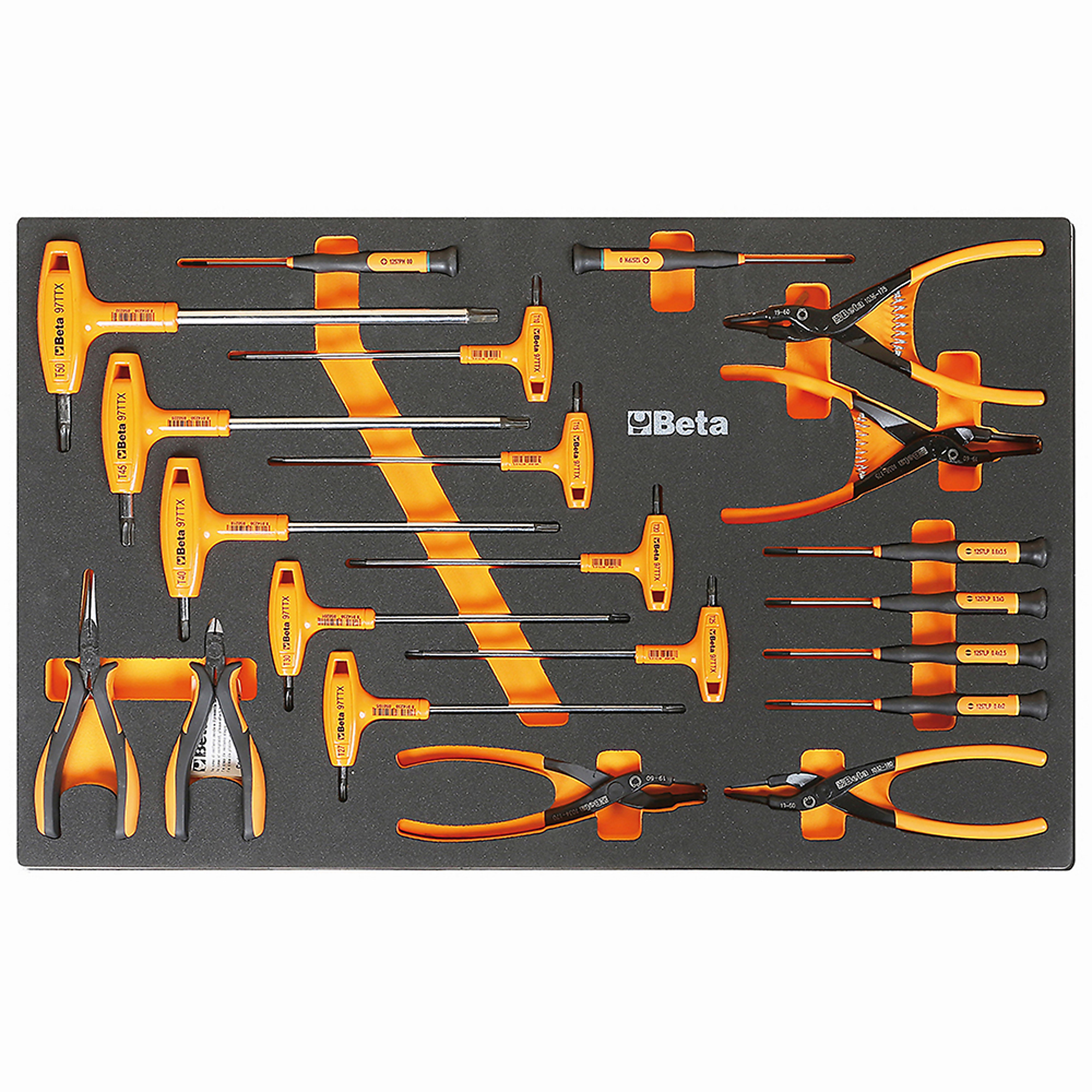Beta 21-Piece Torx Driver, Micro-Screwdriver and Pliers Set — T10-T50, Thermoformed Tray, Model# M62